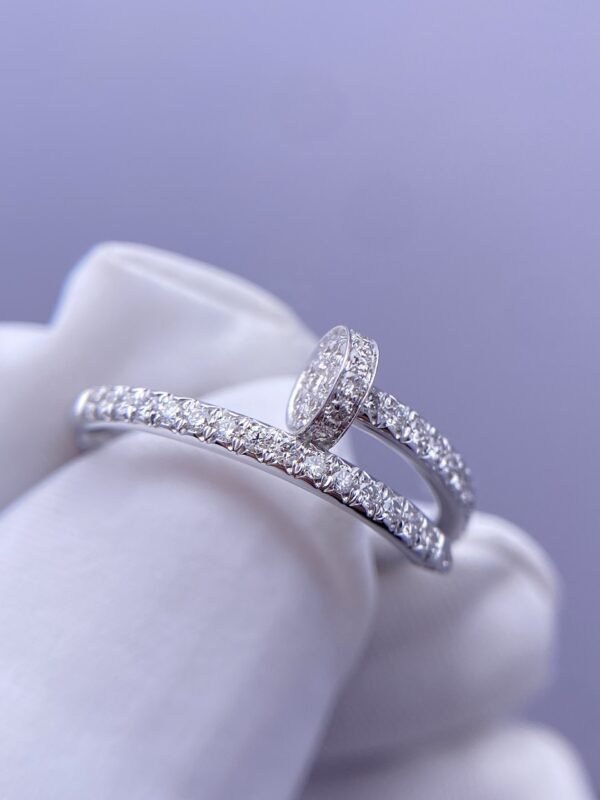 CARTIER JUSTE UN CLOU RING, SMALL MODEL, WHITE GOLD, HALF-PAVED - Ảnh 4