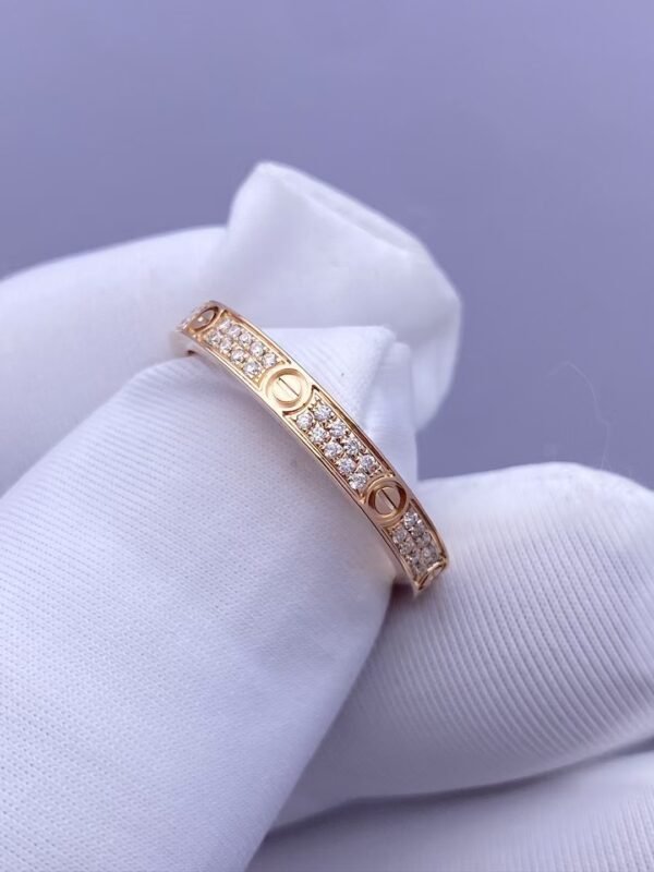 CARTIER LOVE RING, ROSE GOLD, MINI MODEL, PAVED - Ảnh 6
