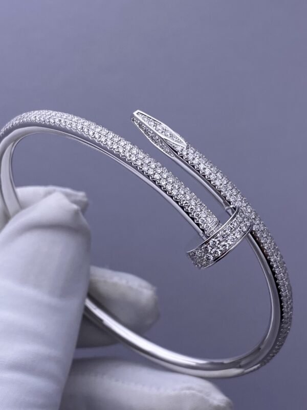 CARTIER JUSTE UN CLOU 18K WHITE GOLD BRACELET, CLASSIC MODEL, DIAMONDS - Ảnh 4