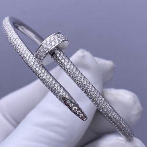 CARTIER JUSTE UN CLOU 18K WHITE GOLD BRACELET, CLASSIC MODEL, DIAMONDS