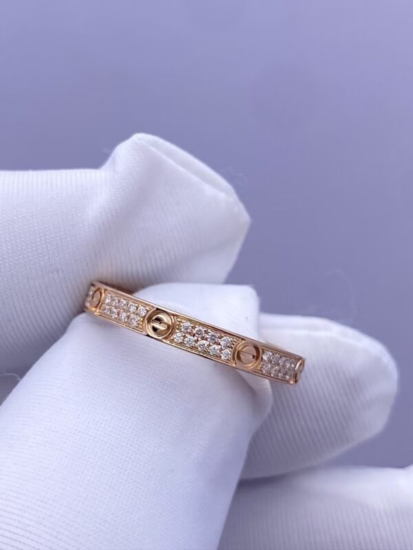 CARTIER LOVE RING, ROSE GOLD, MINI MODEL, PAVED - Ảnh 5