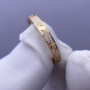 CARTIER LOVE RING, YELLOW GOLD, MINI MODEL, PAVED