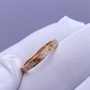 CARTIER LOVE RING, ROSE GOLD, MINI MODEL, PAVED