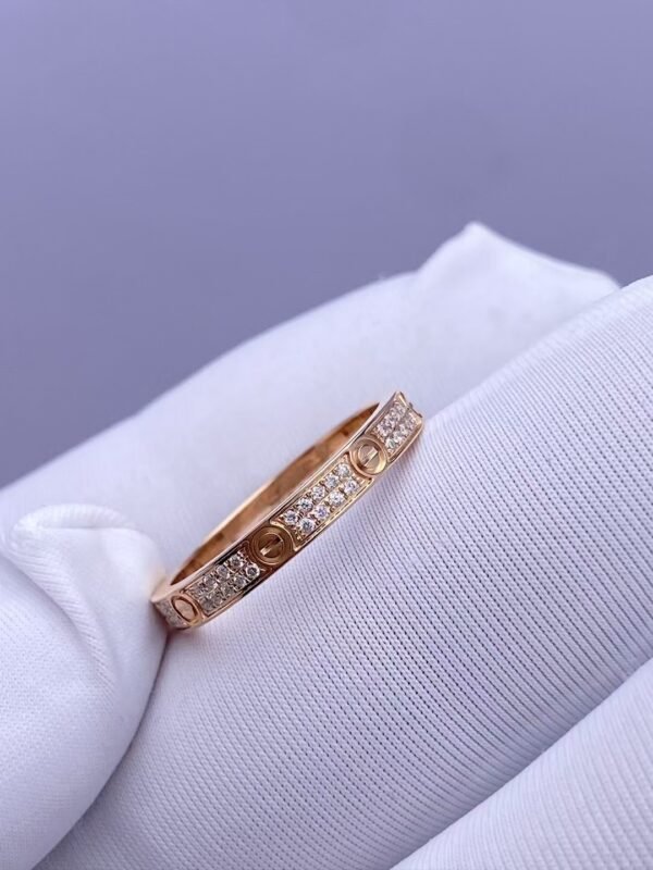 CARTIER LOVE RING, ROSE GOLD, MINI MODEL, PAVED