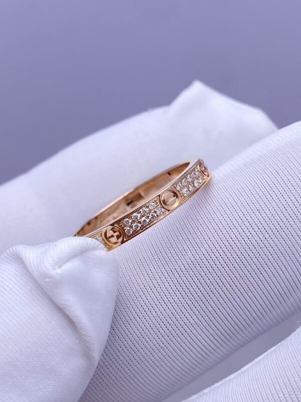 CARTIER LOVE RING, ROSE GOLD, MINI MODEL, PAVED - Ảnh 3