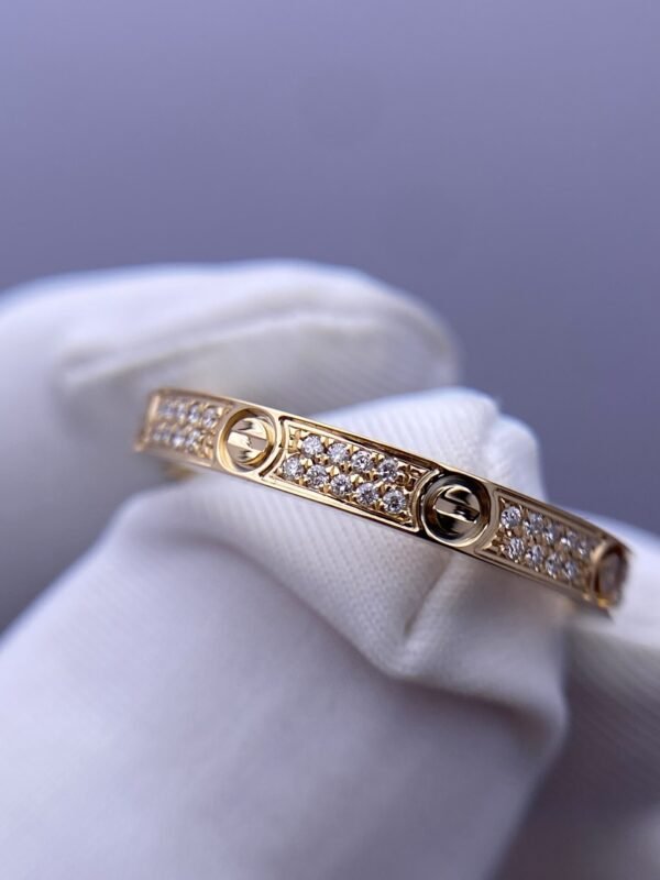 CARTIER LOVE RING, YELLOW GOLD, MINI MODEL, PAVED - Ảnh 3