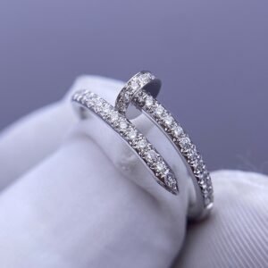 CARTIER JUSTE UN CLOU RING, SMALL MODEL, WHITE GOLD, HALF-PAVED
